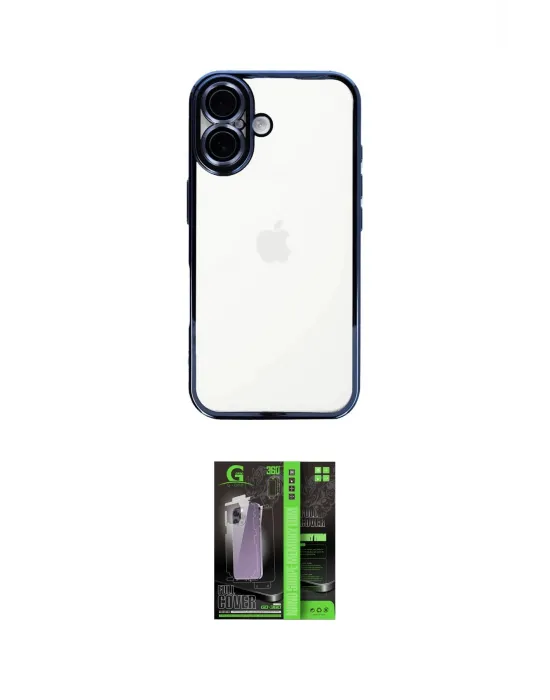 ieg™ iPhone 16 Kılıf Vadi Minimal - Şeffaf 360 Full Body Arka Koruyucu