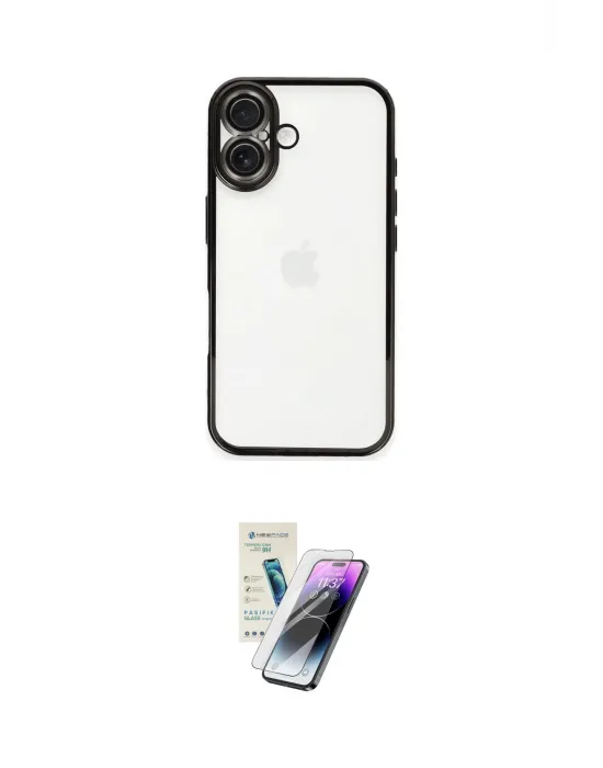 ieg™ iPhone 16 Kılıf Vadi Minimal - Şeffaf Pasifik Cam Ekran Koruyucu