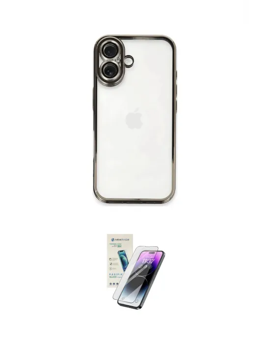 ieg™ iPhone 16 Kılıf Vadi Minimal - Şeffaf Pasifik Cam Ekran Koruyucu