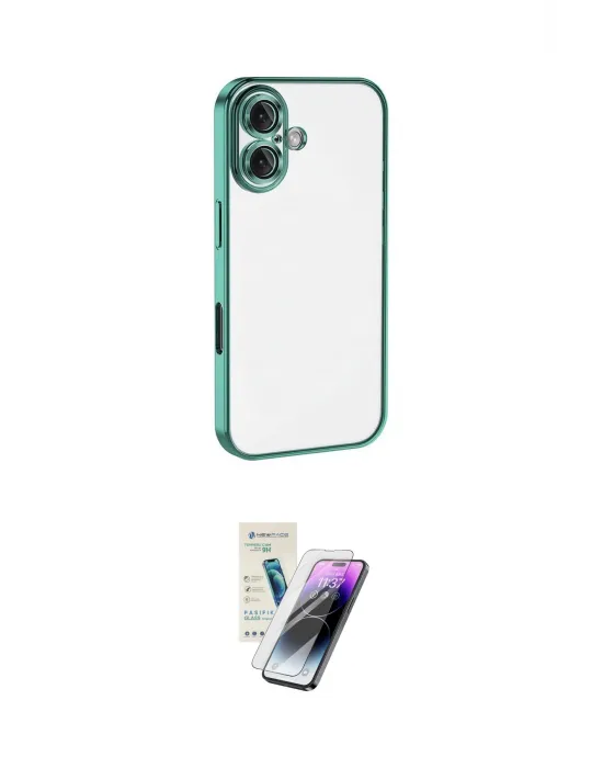 ieg™ iPhone 16 Kılıf Vadi Minimal - Şeffaf Pasifik Cam Ekran Koruyucu