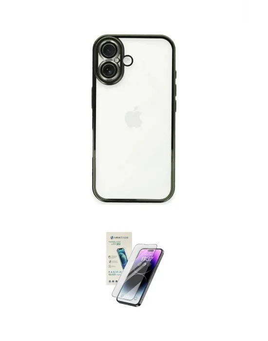 ieg™ iPhone 16 Kılıf Vadi Minimal - Şeffaf Pasifik Cam Ekran Koruyucu