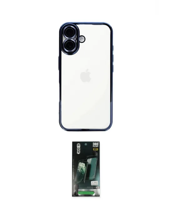ieg™ iPhone 16 Kılıf Vadi Minimal - Siyah 360 Mat Full Body Arka Koruyucu