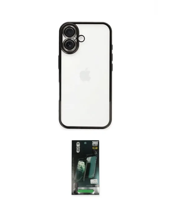 ieg™ iPhone 16 Kılıf Vadi Minimal - Siyah 360 Mat Full Body Arka Koruyucu