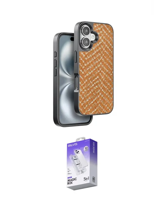 ieg™ iPhone 16 Kılıf Vadi Özel Seri - Siyah Bilvis 5in1 3D Magic Cam Ekran Koruyucu