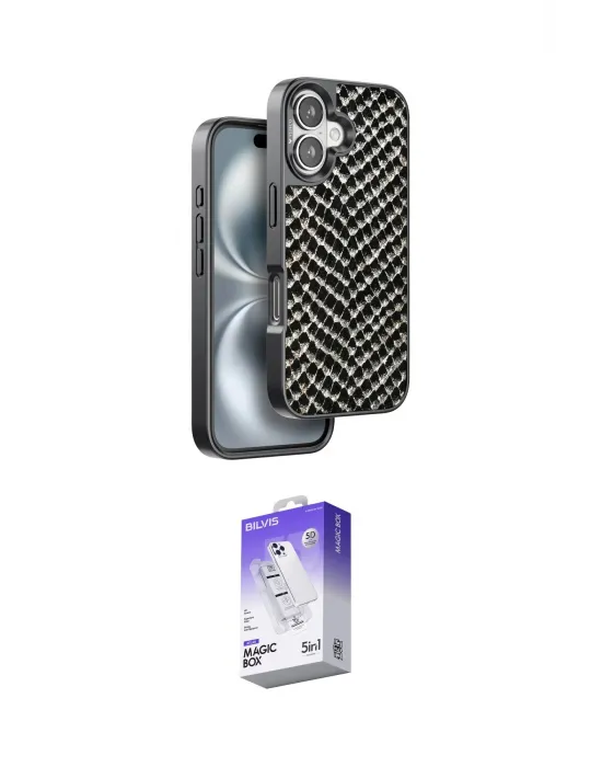ieg™ iPhone 16 Kılıf Vadi Özel Seri - Siyah Bilvis 5in1 3D Magic Cam Ekran Koruyucu