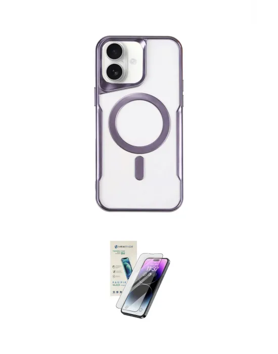 ieg™ iPhone 16 Kılıf Yadigar Klasik Özel Seri - Şeffaf Pasifik Cam Ekran Koruyucu