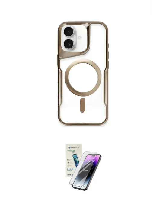 ieg™ iPhone 16 Kılıf Yadigar Klasik Özel Seri - Şeffaf Pasifik Cam Ekran Koruyucu