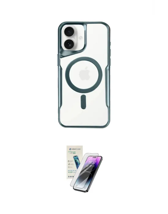 ieg™ iPhone 16 Kılıf Yadigar Klasik Özel Seri - Şeffaf Pasifik Cam Ekran Koruyucu