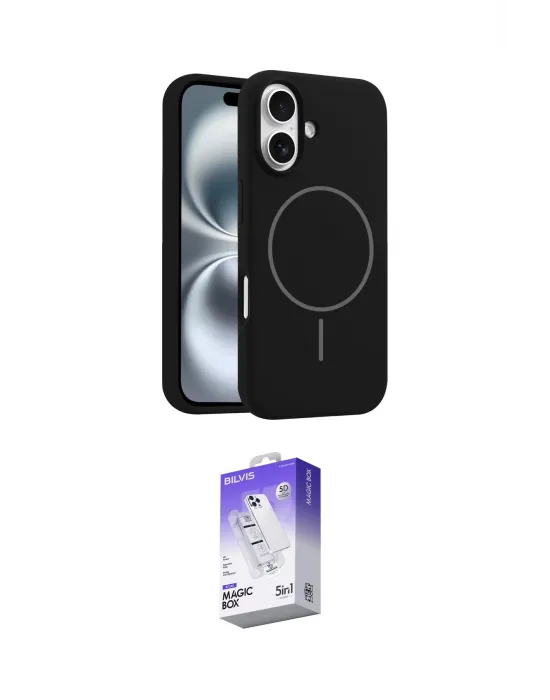 ieg™ iPhone 16 Kılıf Yankı Form Serisi - Siyah Bilvis 5in1 3D Magic Cam Ekran Koruyucu