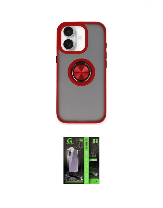 ieg™ iPhone 16 Kılıf Yörünge Çizgi - Şeffaf 360 Full Body Arka Koruyucu
