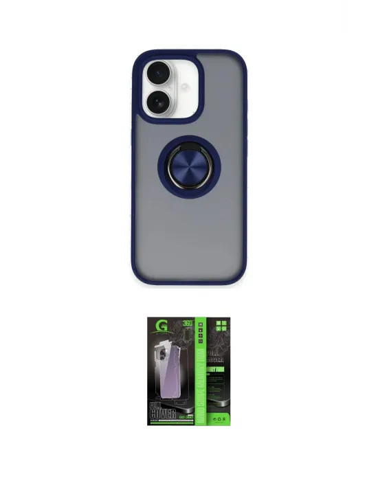 ieg™ iPhone 16 Kılıf Yörünge Çizgi - Şeffaf 360 Full Body Arka Koruyucu