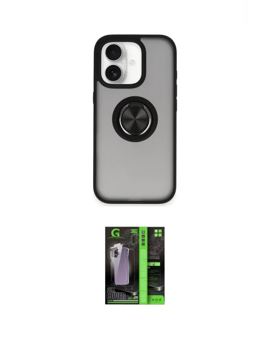 ieg™ iPhone 16 Kılıf Yörünge Çizgi - Şeffaf 360 Full Body Arka Koruyucu
