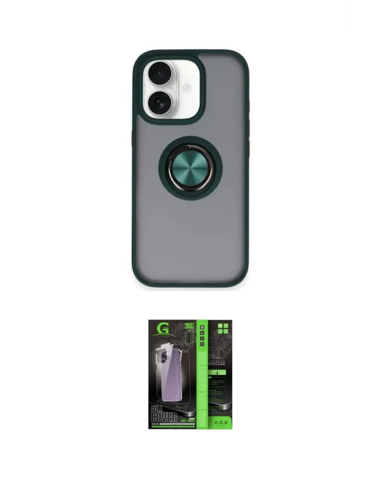 ieg™ iPhone 16 Kılıf Yörünge Çizgi - Şeffaf 360 Full Body Arka Koruyucu