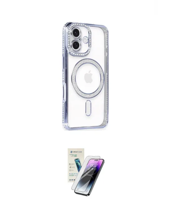 ieg™ iPhone 16 Kılıf Zirve Doku Prime - Şeffaf Pasifik Cam Ekran Koruyucu
