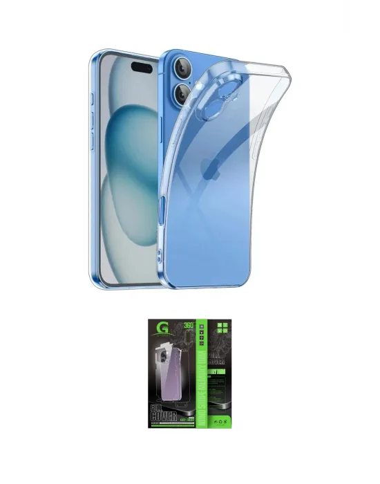 ieg™ iPhone 16 Kılıf Zirve Doku - Şeffaf 360 Full Body Arka Koruyucu