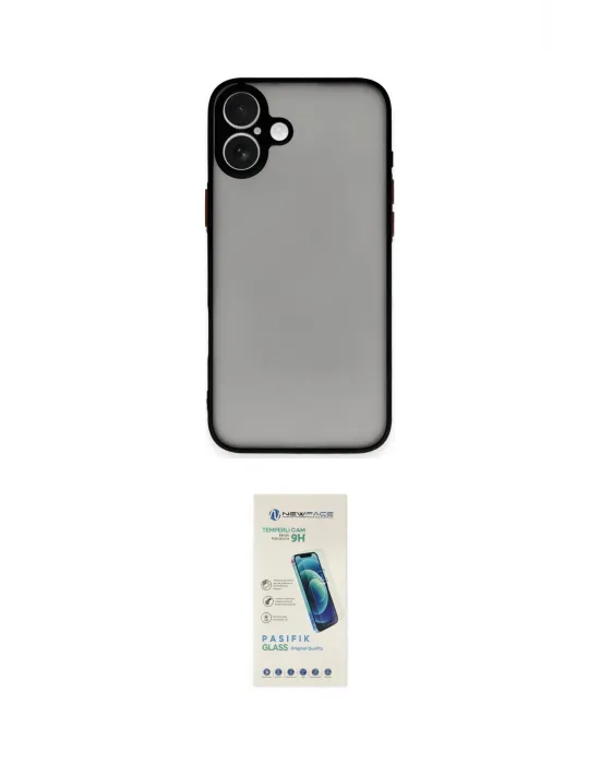 ieg™ iPhone 16 Plus Kılıf Ahenk Çizgi Serisi - Şeffaf Pasifik Cam Ekran Koruyucu