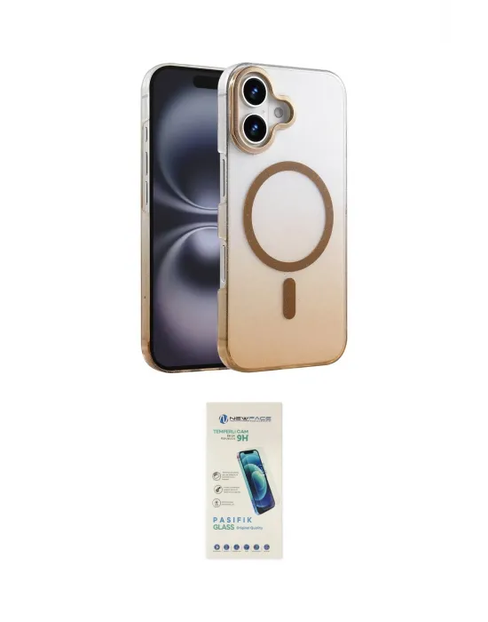 ieg™ iPhone 16 Plus Kılıf Ahenk Doku Özel Seri - Şeffaf Pasifik Cam Ekran Koruyucu