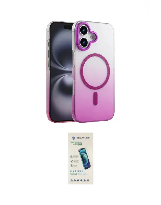 ieg™ iPhone 16 Plus Kılıf Ahenk Doku Özel Seri - Şeffaf Pasifik Cam Ekran Koruyucu