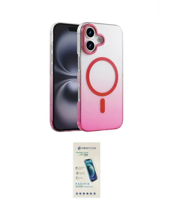 ieg™ iPhone 16 Plus Kılıf Ahenk Doku Özel Seri - Şeffaf Pasifik Cam Ekran Koruyucu