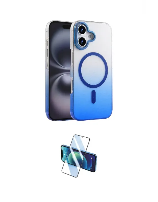 ieg™ iPhone 16 Plus Kılıf Ahenk Doku Özel Seri - Siyah 3D Antistatik Cam Ekran Koruyucu