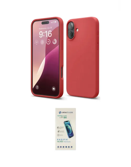 ieg™ iPhone 16 Plus Kılıf Ahenk Serisi - Şeffaf Pasifik Cam Ekran Koruyucu