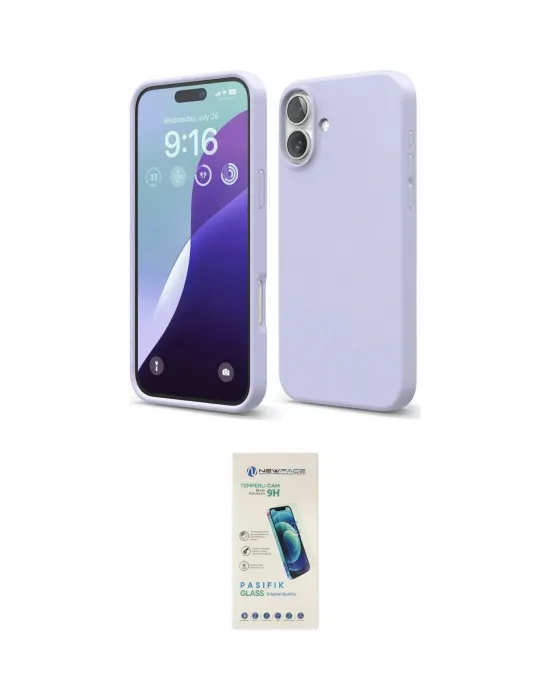 ieg™ iPhone 16 Plus Kılıf Ahenk Serisi - Şeffaf Pasifik Cam Ekran Koruyucu