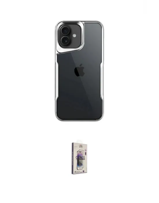 ieg™ iPhone 16 Plus Kılıf Akış Çizgi Koleksiyonu - Siyah Bilvis 3D Cam Ekran Koruyucu