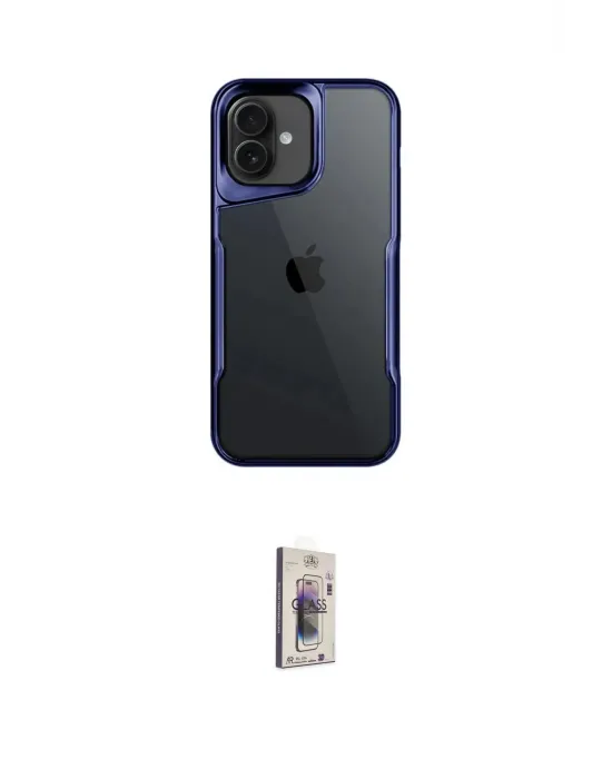 ieg™ iPhone 16 Plus Kılıf Akış Çizgi Koleksiyonu - Siyah Bilvis 3D Cam Ekran Koruyucu