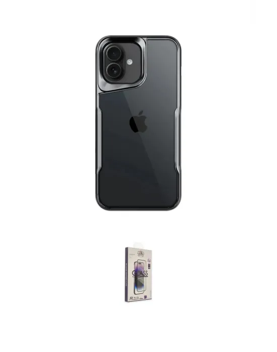 ieg™ iPhone 16 Plus Kılıf Akış Çizgi Koleksiyonu - Siyah Bilvis 3D Cam Ekran Koruyucu