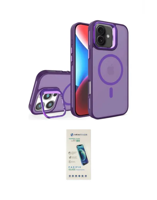 ieg™ iPhone 16 Plus Kılıf Akış Form - Şeffaf Pasifik Cam Ekran Koruyucu