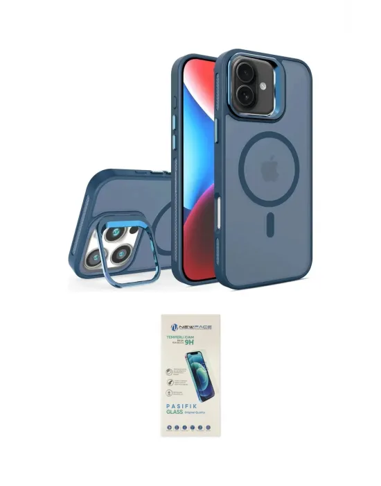 ieg™ iPhone 16 Plus Kılıf Akış Form - Şeffaf Pasifik Cam Ekran Koruyucu