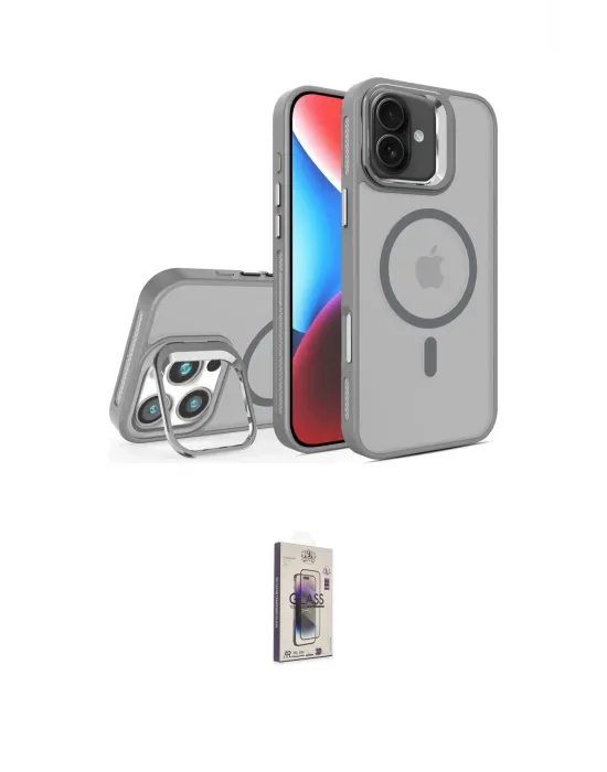 ieg™ iPhone 16 Plus Kılıf Akış Form - Siyah Bilvis 3D Cam Ekran Koruyucu