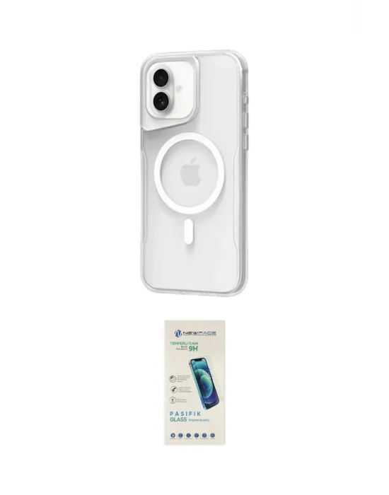 ieg™ iPhone 16 Plus Kılıf Atlas Serisi - Şeffaf Pasifik Cam Ekran Koruyucu