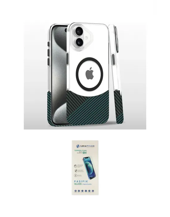 ieg™ iPhone 16 Plus Kılıf İz Asil Prime - Şeffaf Pasifik Cam Ekran Koruyucu