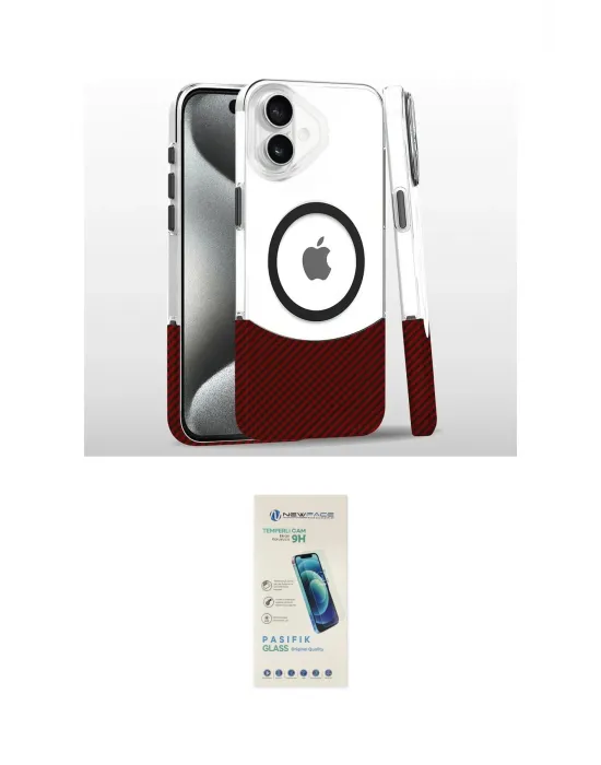 ieg™ iPhone 16 Plus Kılıf İz Asil Prime - Şeffaf Pasifik Cam Ekran Koruyucu