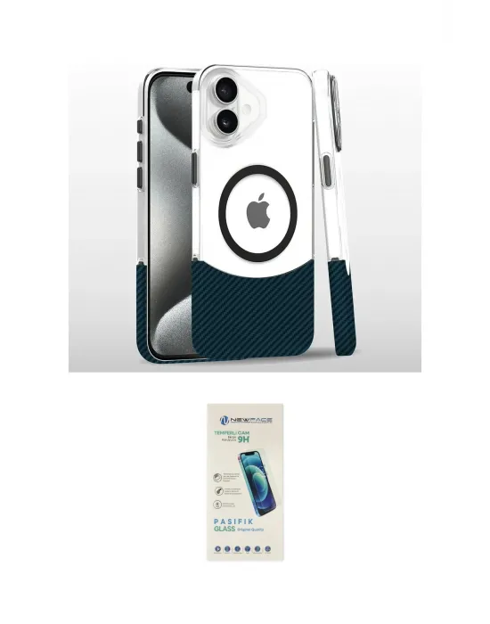 ieg™ iPhone 16 Plus Kılıf İz Asil Prime - Şeffaf Pasifik Cam Ekran Koruyucu