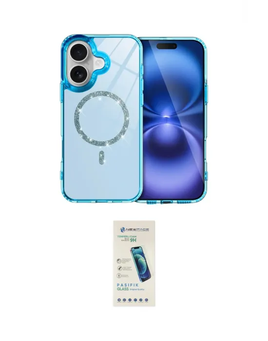 ieg™ iPhone 16 Plus Kılıf Kıvılcım Form Prime - Şeffaf Pasifik Cam Ekran Koruyucu
