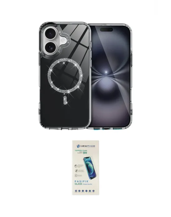 ieg™ iPhone 16 Plus Kılıf Kıvılcım Form Prime - Şeffaf Pasifik Cam Ekran Koruyucu