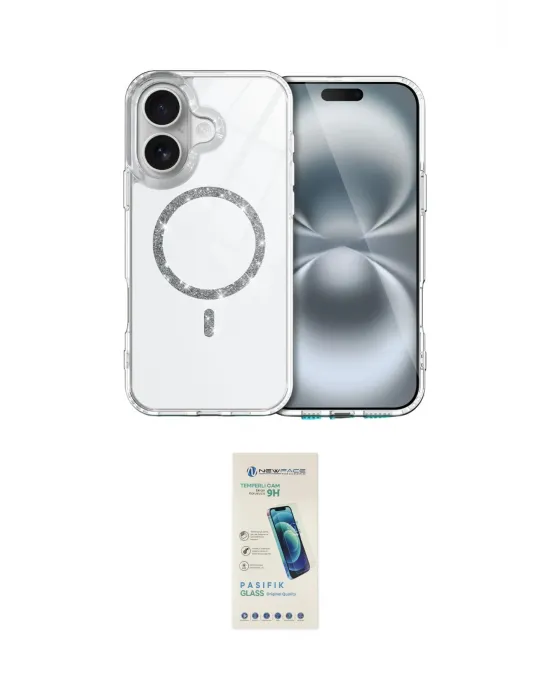 ieg™ iPhone 16 Plus Kılıf Kıvılcım Form Prime - Şeffaf Pasifik Cam Ekran Koruyucu
