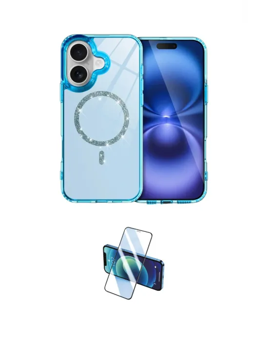 ieg™ iPhone 16 Plus Kılıf Kıvılcım Form Prime - Siyah 3D Antistatik Cam Ekran Koruyucu