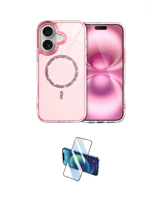 ieg™ iPhone 16 Plus Kılıf Kıvılcım Form Prime - Siyah 3D Antistatik Cam Ekran Koruyucu
