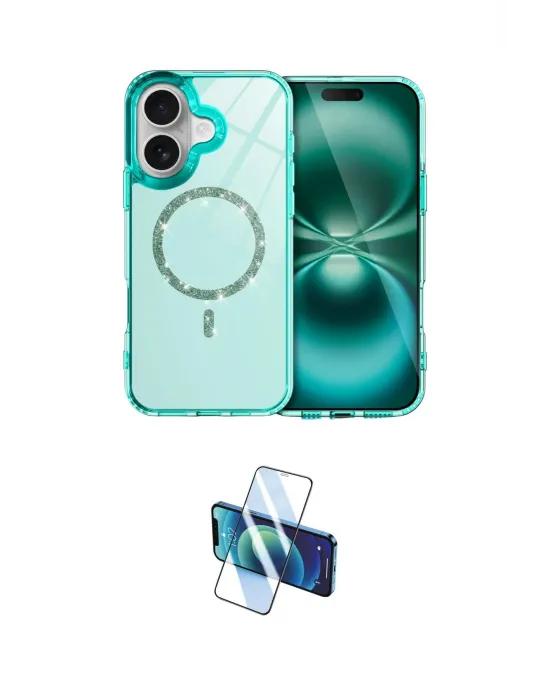 ieg™ iPhone 16 Plus Kılıf Kıvılcım Form Prime - Siyah 3D Antistatik Cam Ekran Koruyucu