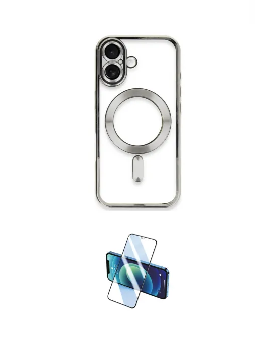 ieg™ iPhone 16 Plus Kılıf Nova Işık Özel Seri - Siyah 3D Antistatik Cam Ekran Koruyucu