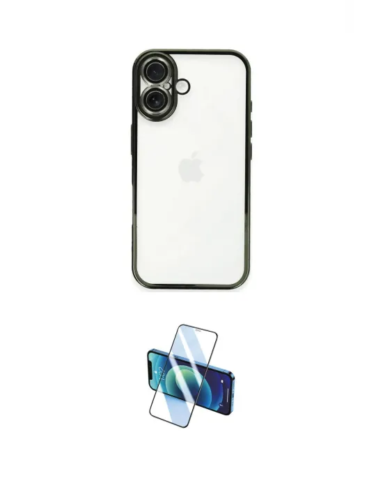 ieg™ iPhone 16 Plus Kılıf Vadi Minimal - Siyah 3D Antistatik Seramik Nano Ekran Koruyucu