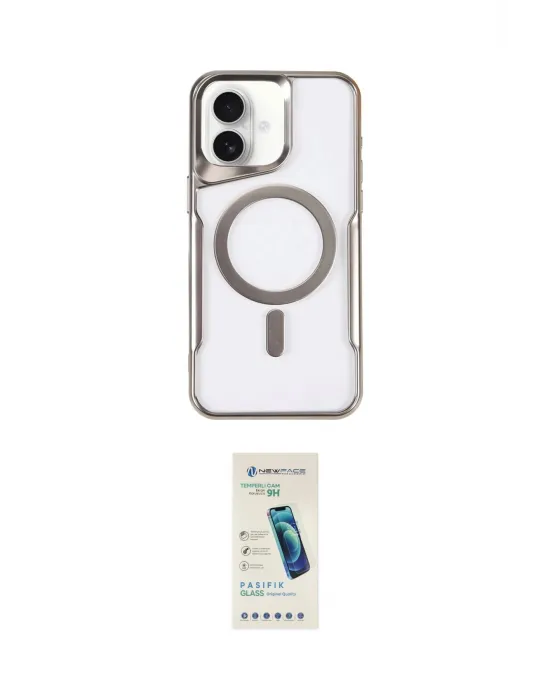 ieg™ iPhone 16 Plus Kılıf Yadigar Klasik Özel Seri - Şeffaf Pasifik Cam Ekran Koruyucu