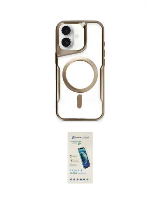 ieg™ iPhone 16 Plus Kılıf Yadigar Klasik Özel Seri - Şeffaf Pasifik Cam Ekran Koruyucu