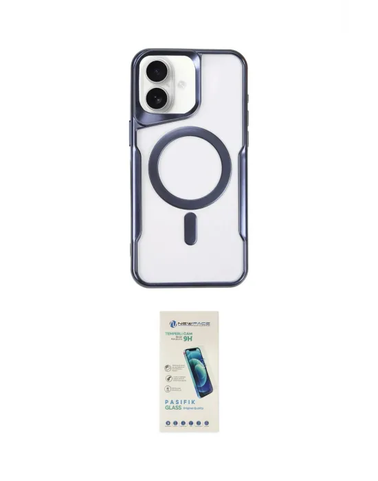 ieg™ iPhone 16 Plus Kılıf Yadigar Klasik Özel Seri - Şeffaf Pasifik Cam Ekran Koruyucu