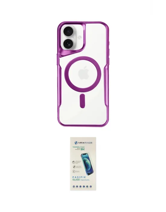 ieg™ iPhone 16 Plus Kılıf Yadigar Klasik Özel Seri - Şeffaf Pasifik Cam Ekran Koruyucu