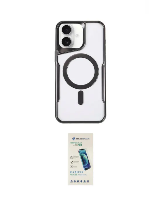 ieg™ iPhone 16 Plus Kılıf Yadigar Klasik Özel Seri - Şeffaf Pasifik Cam Ekran Koruyucu