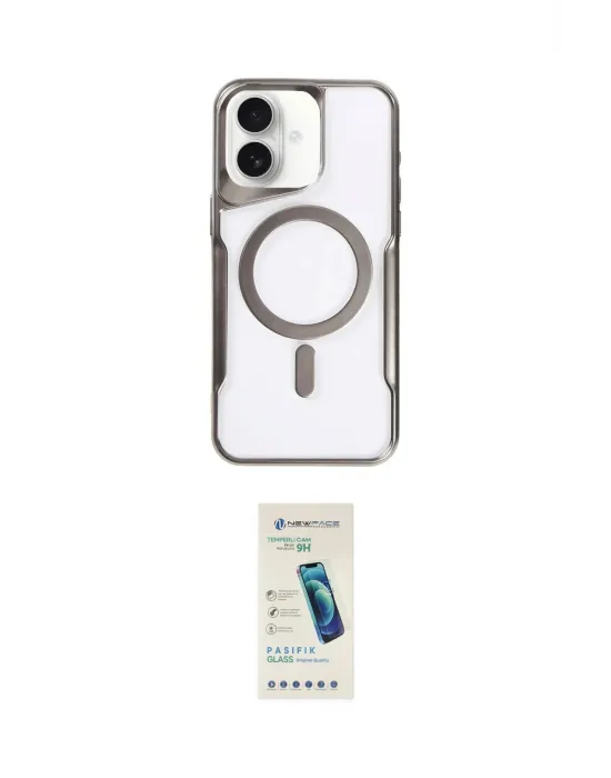 ieg™ iPhone 16 Plus Kılıf Yadigar Klasik Özel Seri - Şeffaf Pasifik Cam Ekran Koruyucu